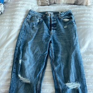 Zara Straight Leg Ripped Jeans Size 10